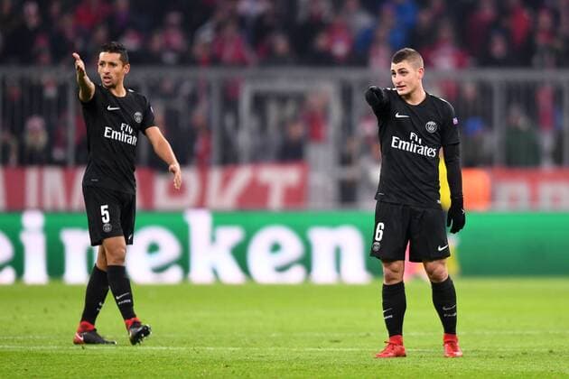 06 MARCO VERRATTI (psg) - 05 MARQUINHOS (psg) FOOTBALL : Bayern Munich vs Paris SG - Ligue des Champions - 05 12 2017 AnthonyBIBARD FEP Panoramic 