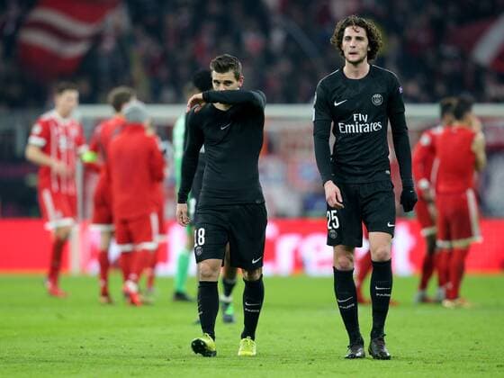 Giovani Lo Celso Paris Saint Germain 18 Adrien Rabiot Paris Saint Germain 25 after defeating FC Bayern Muenchen vs. Paris Saint Germain Champions League Soccer 05 12 2017 Muenchen Copyright: xLanger Eibner-Pressefotox EP_HLR