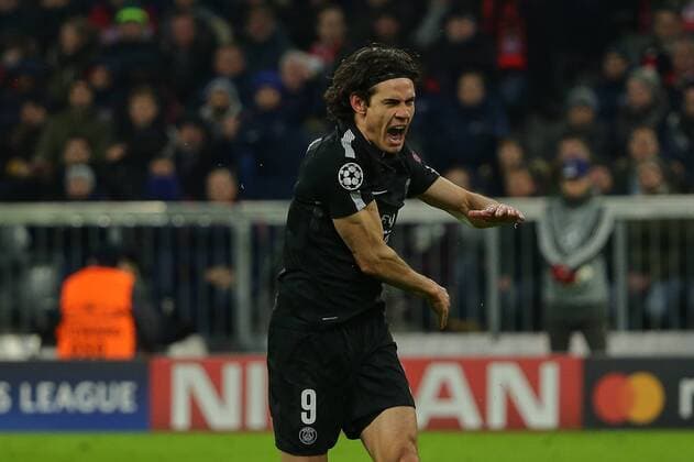 Munich Germany 05 12 2017 UEFA Champions League 2017 18 Season Group Stage Group B 6 Matchday FC Bayern Munich Paris Saint Germain Edinson Cavani PSG dissatisfied because of a refereeing decision DeFodi501