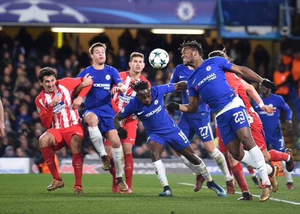 Chelsea v Atletico Madrid UEFA Champions League Michy Batshuayi of Chelsea clears from his own box during the UEFA Champions League match at Stamford Bridge, London Content Not Available For UK Newspapers Copyright: xSimonxDaelx FIL-11053-0037