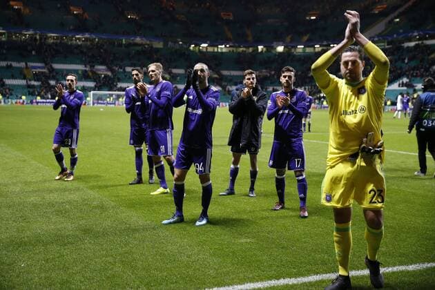 GLASGOW,SCOTLAND - DECEMBER 05 : team of RSC Anderlecht during the Champions League Group B match between Celtic FC and Rsc Anderlecht on December 05, 2017 in Glasgow, Scotland, 5 12 2017 FOOTBALL : Celtic Glasgow vs Anderlecht - Ligue Des Champions - 05 12 2017 PhotoNews Panoramic  775030976