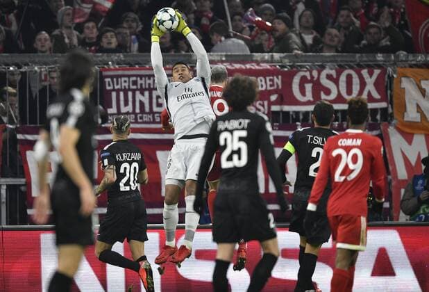 Goalkeeper Alphonse Areola FC Paris Saint Germain PSG begins ball action Champions League CL group stage FC Bayern Munich FCB vs FC Paris Saint Germain PSG 05 12 2017 FC Bayern Munich FCB vs FC Paris Saint Germain PSG