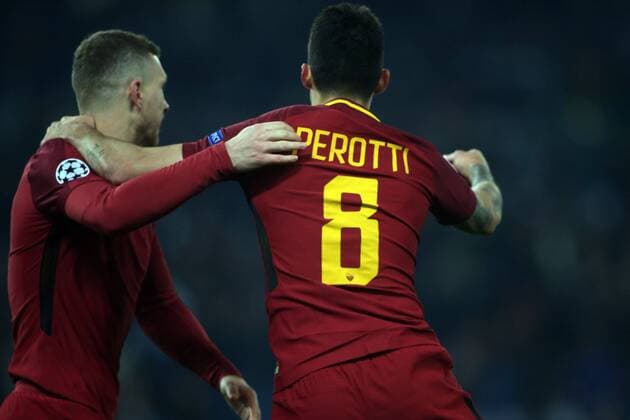 05.12.2017 Rome, Italy, Olimpic Stadium: Perotti score the gol and celebrates during the Uefa Champions League match between As Roma vs Qarabag .  Copyright: xmarcoxiacobuccix xIPAx xMarcoxIacobuccix