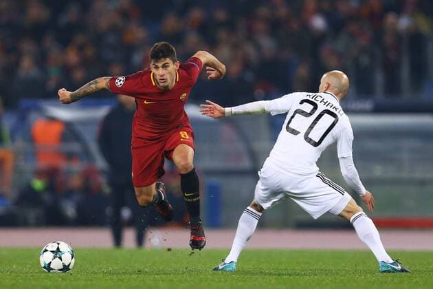 December 5, 2017 - Rome, Italy - Diego Perotti of Roma during the UEFA Champions League Group C football match AS Roma vs FK Qarabag on December 5, 2017 at the Olympic stadium in Rome, Italy. AS Roma v Qarabag FK - UEFA Champions League  - ZUMAn230 20171205_zaa_n230_333 Copyright: xMatteoxCiambellix