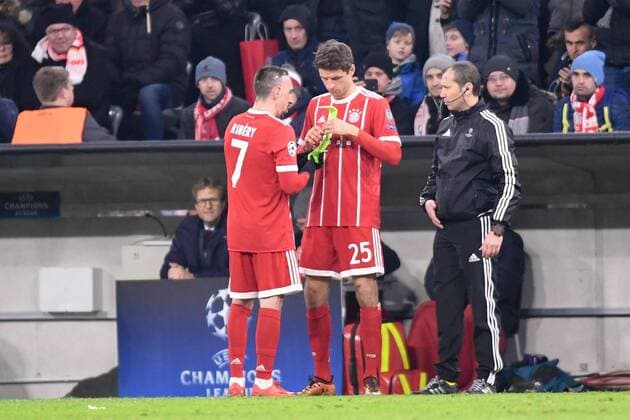 07 FRANCK RIBERY (bay) - 25 Thomas Muller (bay) - REMPLACEMENT FOOTBALL : Bayern Munich vs Paris SG - Ligue des Champions - 05 12 2017 AnthonyBIBARD FEP Panoramic 