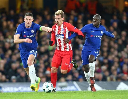 December 5, 2017 - London, England, United Kingdom - Antoine Griezmann of Atletico Madrid..during the Champions League Group C match between Chelsea and Atletico Madrid at Stamford Bridge, London, England on 5 Dec 2017. Chelsea FC v Atletico Madrid - UEFA Champions League  - ZUMAn230 20171205_zaa_n230_453 Copyright: xKieranxGalvinx