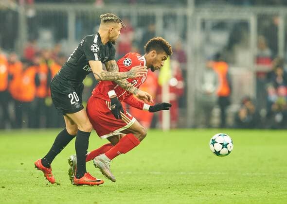 Kingsley COMAN FCB 29 Duel action for the ball against Layvin KURZAWA PSG 20 FC BAVARIA MUENCHEN PARIS SG 3 1 Group stage return match Football UEFA Champions League Munich 05 12 2017 CL Season 2017 2018 FCB SG Paris