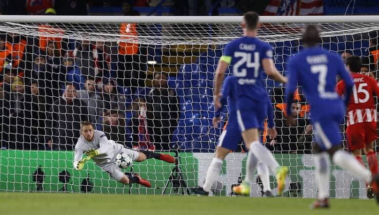 Partido de la Liga de Campeones entre el Chelsea y el Atletico. En la imagen, Oblak. Champions League match between Chelsea and Atletico. In this picture, Oblak. 