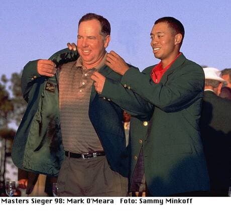 Mark O Meara Golf Masters 1998 in Augusta USA on 10 04 1998 Green Jacket by Tiger Woods Augusta USA