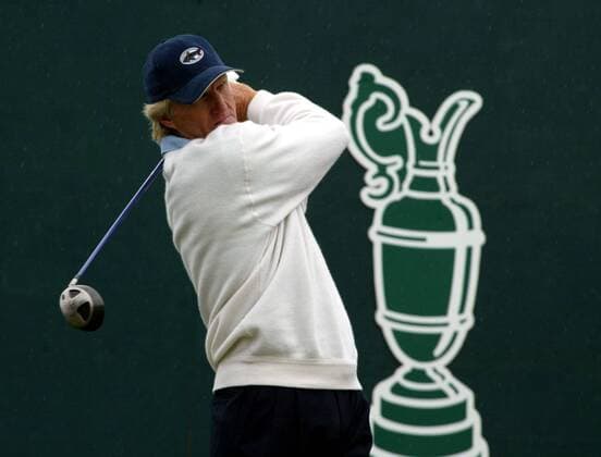 Greg Norman singles action taken at the British Open in Muirfield Muirfield Scotland United Kingdom