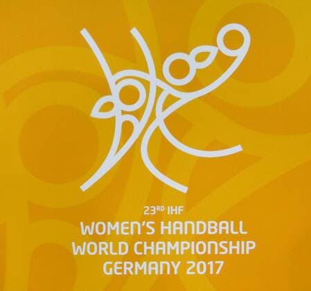 Germany Serbia Handball Women WC Leipzig 05 12 2017 Arena Leipzig World Cup 2017 Handball Women Preliminary Group D Germany GER vs Serbia SRB 22 22 9 11 Im Bild Handball WM Logo
