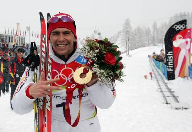 Michael Greis with gold medal taken in San Sicario on 25 02 2006 biathlon Olympic Games 2006 San Sicario, Italy