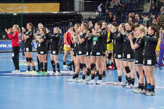 GER IHF World Cup 2017 Germany vs China CHN 06 12 2017 Arena Leipzig GER IHF World Cup 2017 Germany GER vs China CHN in picture Cheers of the German national team after the 24 9 victory against China nordphotoxDostmann nph00325