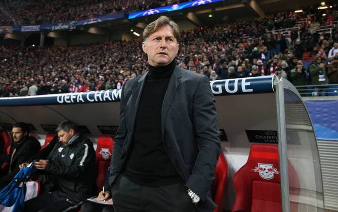 RB Leipzig Besiktas Istanbul Soccer Champions League Leipzig 06 12 2017 Red Bull Arena Soccer UEFA Champions League Group G 6 Gameday Rasenballsport Leipzig vs Besiktas Istanbul Bild Coach Ralph Hasenhüttl Hasenhuettl RB Leipzig