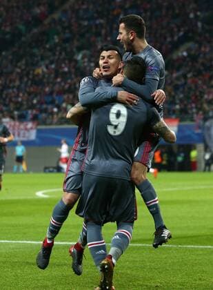 Alvaro Negredo 9 1 0 Joy Emotion Cheering Jubilation after 1 0 Sport Football Soccer UEFA CL Championsleague Mens Season 2017 2018 06 12 2017 RB Leipzig RBL vs Besiktas Istanbul