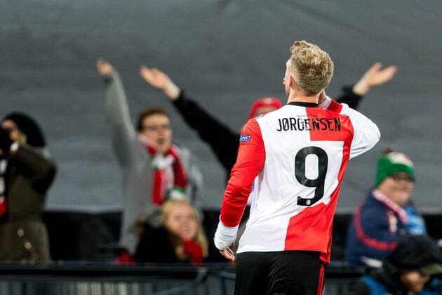 Nicolai Jorgensen of Feyenoord during the UEFA Champions League group F match between Feyenoord Rotterdam and SSC Napoli at the Kuip on December 06, 2017 in Rotterdam, The Netherlands UEFA Champions League 2017 2018 xVIxVIxImagesx xGerritxvanxKeulenxIVx 9501691