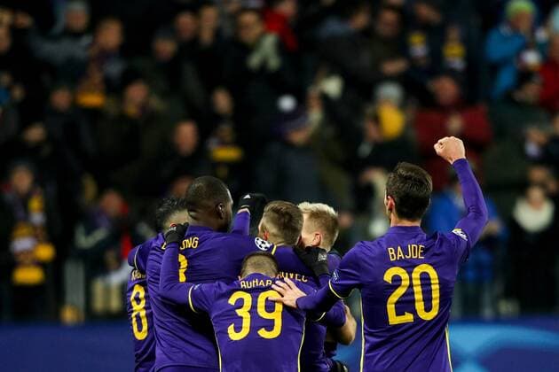 SOCCER - CL, Maribor vs Sevilla MARIBOR,SLOVENIA,05.DEC.17 - SOCCER - UEFA Champions League, group stage, NK Maribor vs FC Sevilla. Image shows the rejoicing of Maribor. GEPAxpictures xMaticxKlansek