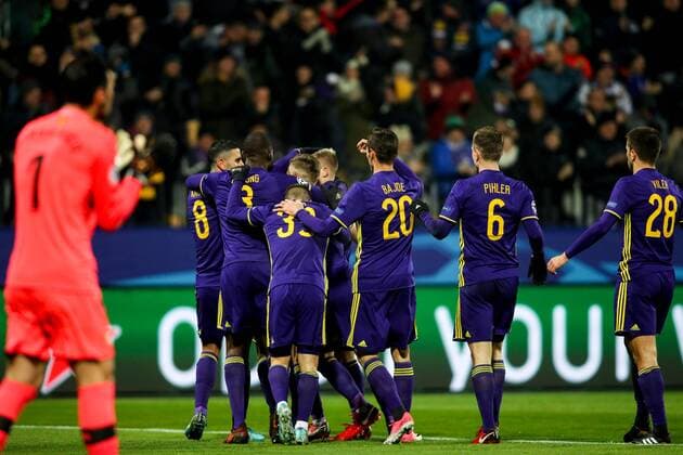 SOCCER - CL, Maribor vs Sevilla MARIBOR,SLOVENIA,05.DEC.17 - SOCCER - UEFA Champions League, group stage, NK Maribor vs FC Sevilla. Image shows the rejoicing of Maribor. GEPAxpictures xMaticxKlansek