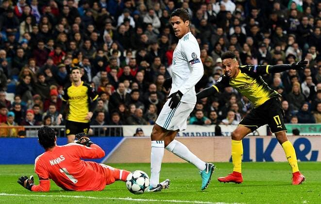 06 12 2017 xfux Football Champions League Real Madrid Borussia Dortmund emspor v keylor Navas Real Madrid Pierre Emerick Aubameyang Borussia Dortmund Madrid