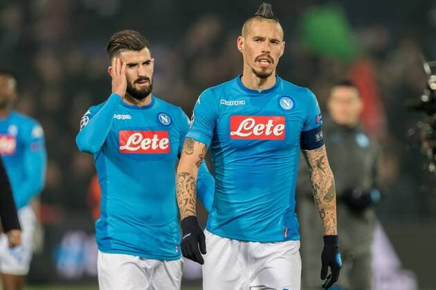Bilder des Tages - SPORT (L-R) Elseid Hysaj of SSC Napoli, Marek Hamsik of SSC Napoli during the UEFA Champions League group F match between Feyenoord Rotterdam and SSC Napoli at the Kuip on December 06, 2017 in Rotterdam, The Netherlands UEFA Champions League 2017 2018 xVIxVIxImagesx xGerritxvanxKeulenxIVx 9503092