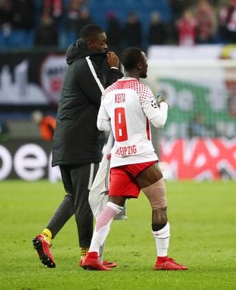 RB Leipzig Besiktas Istanbul Soccer Champions League Leipzig 06 12 2017 Red Bull Arena Soccer UEFA Champions League Group G 6 Gameday RB Leipzig vs Besiktas Istanbul 1 2 0 1 Naby Keita 8 Leipzig with bandaged thigh