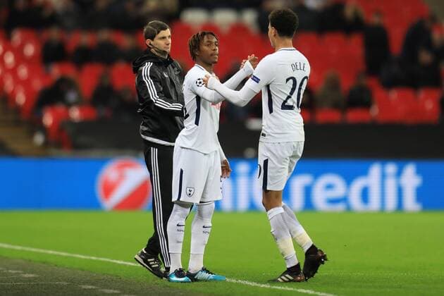 6th December 2017, Wembley Stadium, London England; UEFA Champions League football, Tottenham Hotspur versus Apoel Nicosia; Kazaiah Sterling of Tottenham Hotspur comes on for Dele Alli of Tottenham Hotspur  ActionPlus11959654