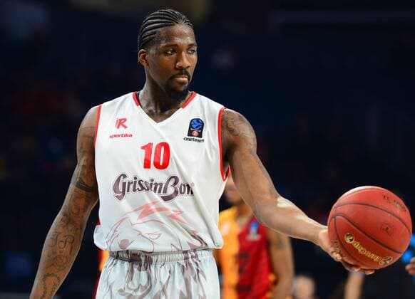Jalen Reynolds 10 of Reggia Emilia during the EUROCUP group B basketball match between Galatasaray Odeabank and Reggio Emilia in Istanbul Turkey on December 06 , 2017. 
