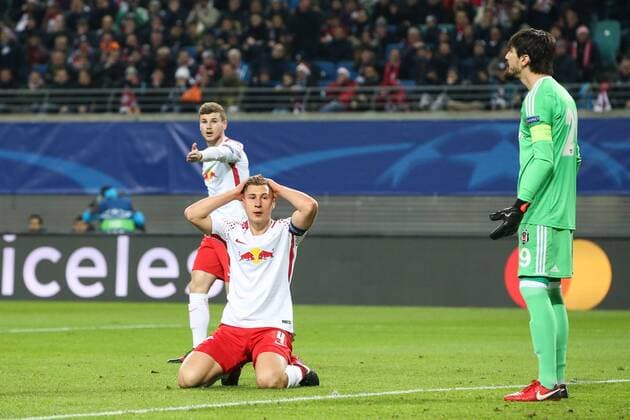 Willi Orban RB Leipzig and Goalkeeper Tolga Zengin Besiktas Istanbul Group match G Champions League Season 2017 2018 RasenBallsport Leipzig vs Besiktas Istanbul at the RB Arena in Leipzig Action Germany Soccer Man Men 06 12 2017