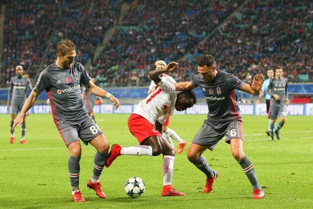 Armindo Tue Na Bangna Bruma Mi RB Leipzig vs. Dusko Tosic re and Caner Erkin Besiktas Istanbul Group match G Champions League Season 2017 2018 RasenBallsport Leipzig vs Besiktas Istanbul at the RB Arena in Leipzig Cut Out single image 06 12 2017