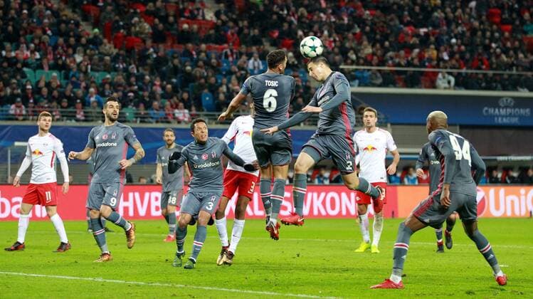 GER UEFA Champions League preliminary round RasenBallsport Leipzig vs Besiktas Istanbul 06 12 17 Leipzig Red Bull Arena GER season 2017 2018 UEFA Champions League group G RasenBallsport Leipzig vs Besiktas Istanbul pictured Adriano Dusko Tosic defend Matej Mitrovic Besiktas
