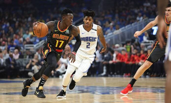 December 6, 2017 - Orlando, FL, USA - Left to Right, Atlanta Hawks guard Dennis Schroder (17) and Orlando Magic guard Elfrid Payton (2) -- & xD;The Orlando Magic hots the Atlanta Hawks at Amway Center, on Wednesday, December 6, 2017.& xD;With 8:00 left on the second quarter, the Magic were ahead, 35-29. Orlando Magic vs. Atlanta Hawks - ZUMAm67_ 20171206_zaf_m67_005 Copyright: xRicardoxRamirezxBuxedax