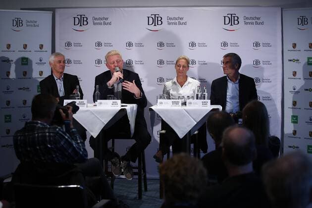 HAMBURG Germany DECEMBER 07 Boris Becker attends the German Tennis Federation DTB press conference on December 2017 in Hamburg Germany