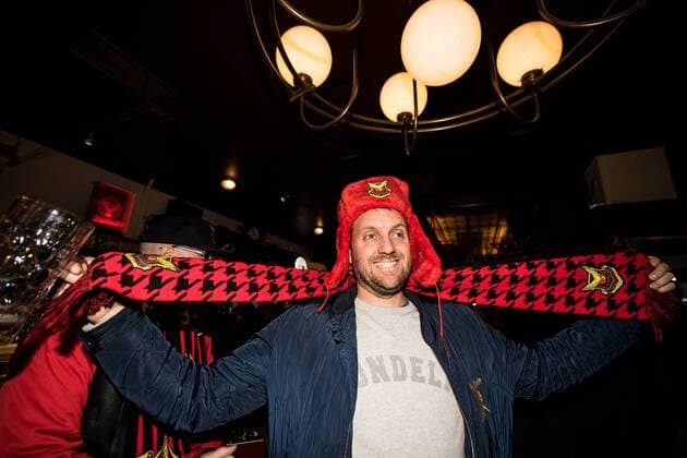 171207 Östersunds most trusted supporters gather at the Alt Berliner Biersalon pub and upload for the football match in the Europa League between Hertha Berlin and Östersund on December 7, 2017 in Berlin  Copyright: PETTERxARVIDSON BB171207PA010