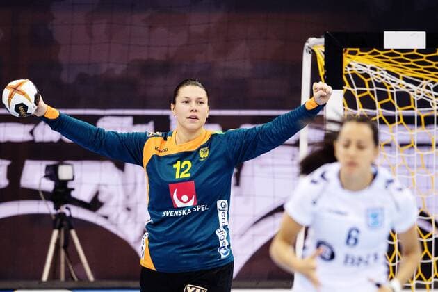 171207 Swedens Filippa Idehn celebrates the match between Sweden and Argentina during the World Cup on 7 December 2017 in Bietigheim Bissingen  Copyright: CARLxSANDIN BB171207CS006