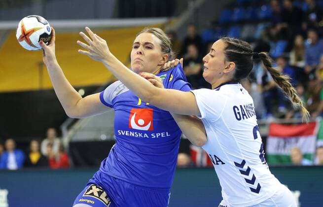 Bietigheim Handball WC Women 2017 Sweden vs Argentina from left Johanna Westberg SWE Macarena Gandulfo ARG