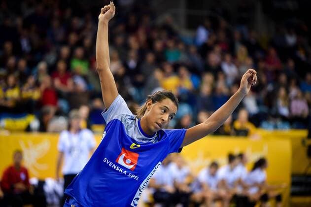 Handball, WM Damen, Schweden - Argentinien 2017.12.07 Bietigheim-Bissingen Pilka reczna Mistrzostwa Swiata w pilce recznej kobiet Szwecja - Argentyna N z Jamina Roberts of Sweden celebrates scoring a goal Foto Lukasz Laskowski PressFocus 2017.12.07 Bietigheim-Bissingen IHF Women s Handball World Championship WM Weltmeisterschaft Sweden v Argentina Jamina Roberts of Sweden celebrates scoring a goal Credit: Lukasz Laskowski PressFocus NEWSPIX.PL --- Newspix.pl  20171207_LUK_216