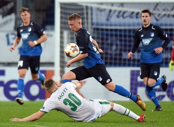 07 12 2017 xhbx Football Europe League TSG 1899 Hoffenheim Razgrad emspor v l Cosmin Moti Ludogorets Razgrad Philipp Ochs TSG 1899 Hoffenheim Sinsheim