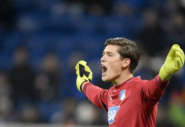 Goalkeeper Gregor Kobel TSG 1899 Hoffenheim Gesture Gesture TSG 1899 Hoffenheim vs PFC Ludogorets Razgrad Europe League 07 12 2017 TSG 1899 Hoffenheim vs PFC Ludogorets Razgrad