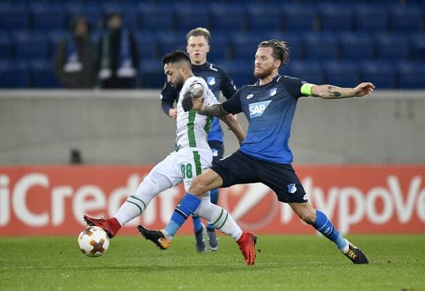 Duel action Eugen Polanski TSG 1899 Hoffenheim vs Wanderson PFC Ludogorets Razgrad TSG 1899 Hoffenheim vs PFC Ludogorets Razgrad Europa League 07 12 2017 TSG 1899 Hoffenheim vs PFC Ludogorets Razgrad