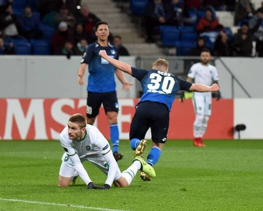 07 12 2017 xhbx Football Europe League TSG 1899 Hoffenheim Razgrad emspor v l Torjubel Goal celebration celebrate the goal 1 0 Igor Plastun Ludogorets Razgrad Philipp Ochs TSG 1899 Hoffenheim Sinsheim