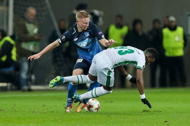 TSG 1899 Hoffenheim PFC Ludogorets 1945 Philipp Ochs TSG and Virgil Misidjan Ludogorets in a duel DeFodi507