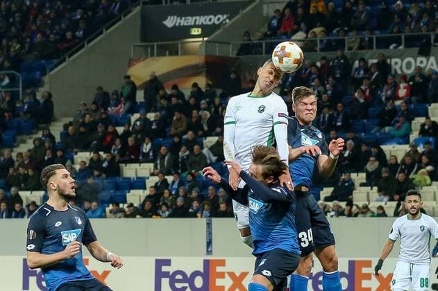 TSG 1899 Hoffenheim PFC Ludogorets 1945 Pavel Kaderabek TSG Felix Passlack TSG and Marcelinho Ludogorets in a duel DeFodi507