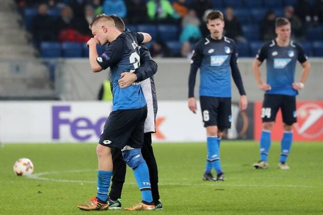 Philipp Ochs Hoffenheim 30 has to be substituted and is injured injured injury injured sporting injury Soccer UEFA Europa League TSG 1899 Hoffenheim PFK Ludogorez Razgrad 1945 xozx