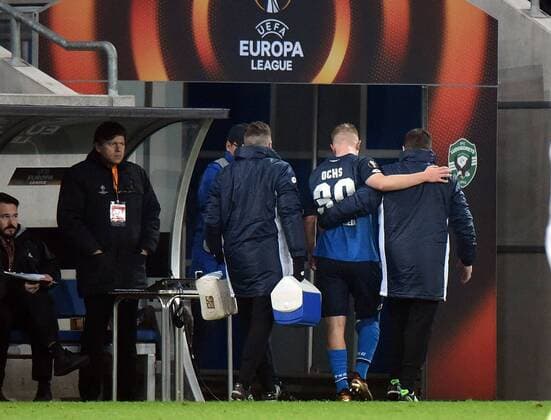 07 12 2017 xhbx Soccer Europa League TSG 1899 Hoffenheim Rasgrad emspor v l Philipp Ochs TSG 1899 Hoffenheim injured injury Sinsheim