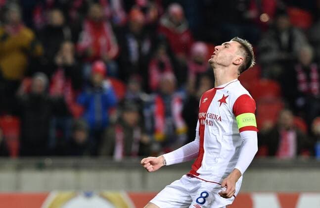 Jaromir Zmrhal of Slavia reacts during the 6th round, group A, European League soccer match SK Slavia Praha vs FC Astana in Prague, Czech Republic, December 7, 2017. (CTKxPhoto MichalxKamaryt) CTKPhotoP201712071087601  _KMT9384
