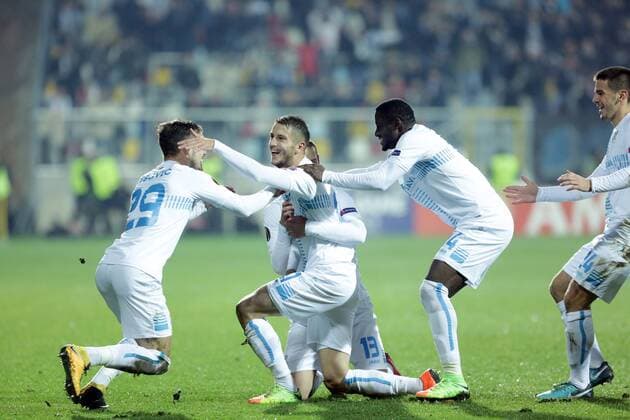 Fußball, EL, HNK Rijeka - AC Mailand UEFA Rijeka vs Milan - Rijeka, Croatia 07.12.2017., Rijeka, Croatia - UEFA Europa league, group D, round 6., HNK Rijeka - AC Milan.Jakov Puljic celebration after goal.  NelxPavletic PIXSELL