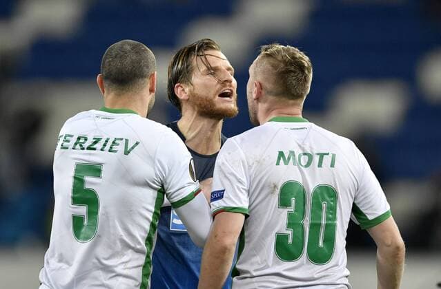 Eugen Polanski TSG 1899 Hoffenheim and Cosmin Moti PFC Ludogorets Razgrad come together TSG 1899 Hoffenheim vs PFC Ludogorets Razgrad Europa League 07 12 2017 TSG 1899 Hoffenheim vs PFC Ludogorets Razgrad
