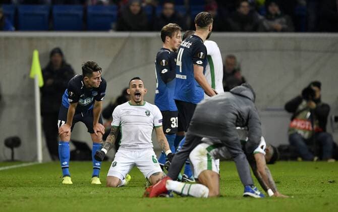 After the game Final cheers Ludogorets Razgrad Natanael PFC Ludogorets Razgrad Disappointment at Hoffenheim TSG 1899 Hoffenheim vs PFC Ludogorets Razgrad Europa League 07 12 2017 TSG 1899 Hoffenheim vs PFC Ludogorets Razgrad