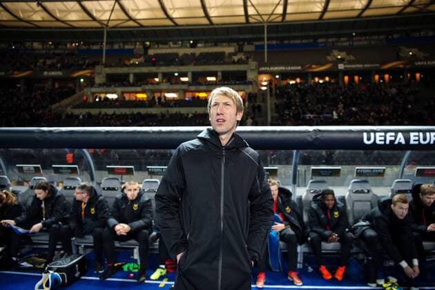 171207 Östersund coach Graham Potter during the football match in the European League between Hertha Berlin and Östersund on December 7, 2017 in Berlin  Copyright: PETTERxARVIDSON BB171207PA048