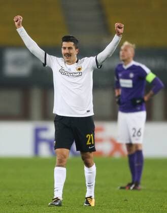 SOCCER - EL, A.Wien vs Athen VIENNA,AUSTRIA,07.DEC.17 - SOCCER - UEFA Europa League, FK Austria Wien vs AEK Athen. Image shows the rejoicing of Panagiotis Kone (Athen). GEPAxpictures xPhilippxBrem